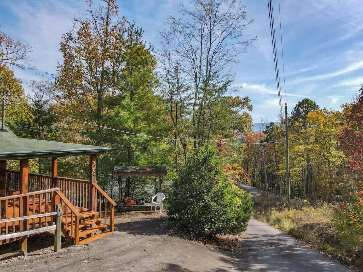 View! Cozy, Private, Fireplace, Hot Tub Log Cabin, Honeymoon! 세비어빌 외부 사진